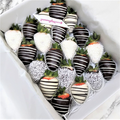 20pcs Black & White with Coconut Shavings Chocolate Strawberries Gift Box